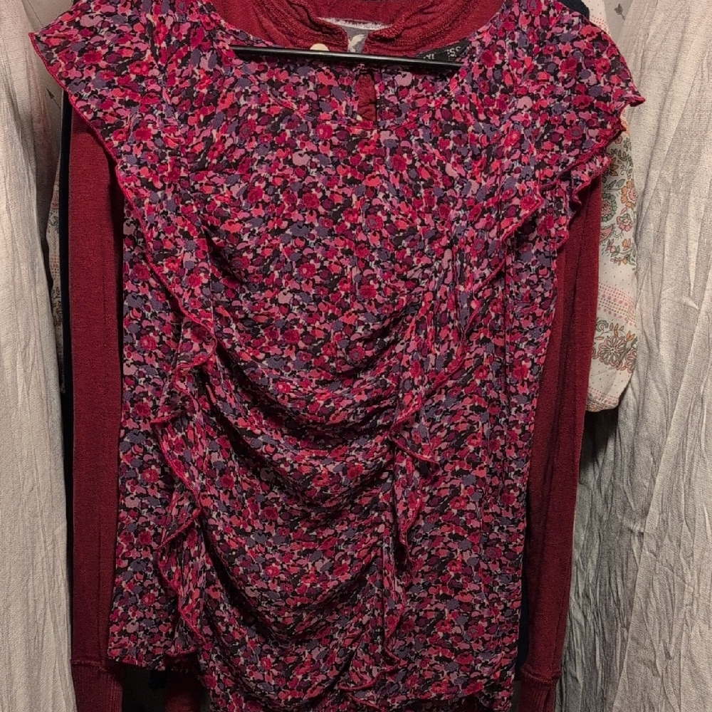 Express Pink and Black Floral Skirt